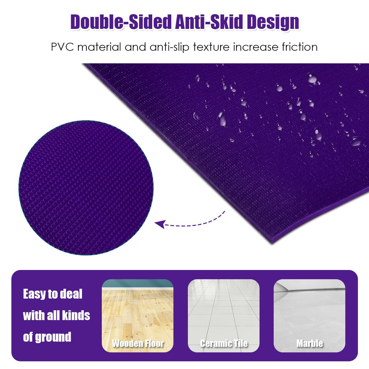 182 Cm Thick Exercise Yoga Mat with Double-Sided Non-Slip Design